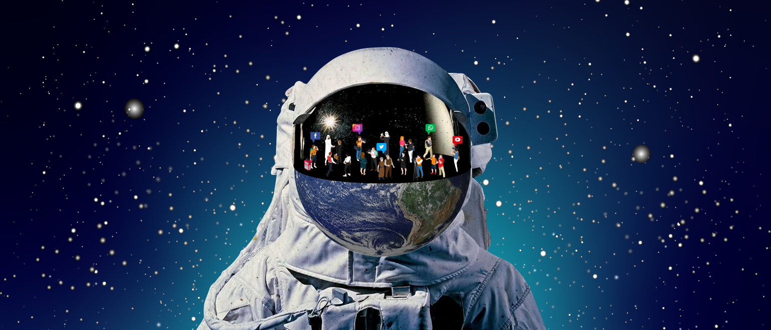 Con tecnolog铆a de astronauta usando el voice search con Netbangers